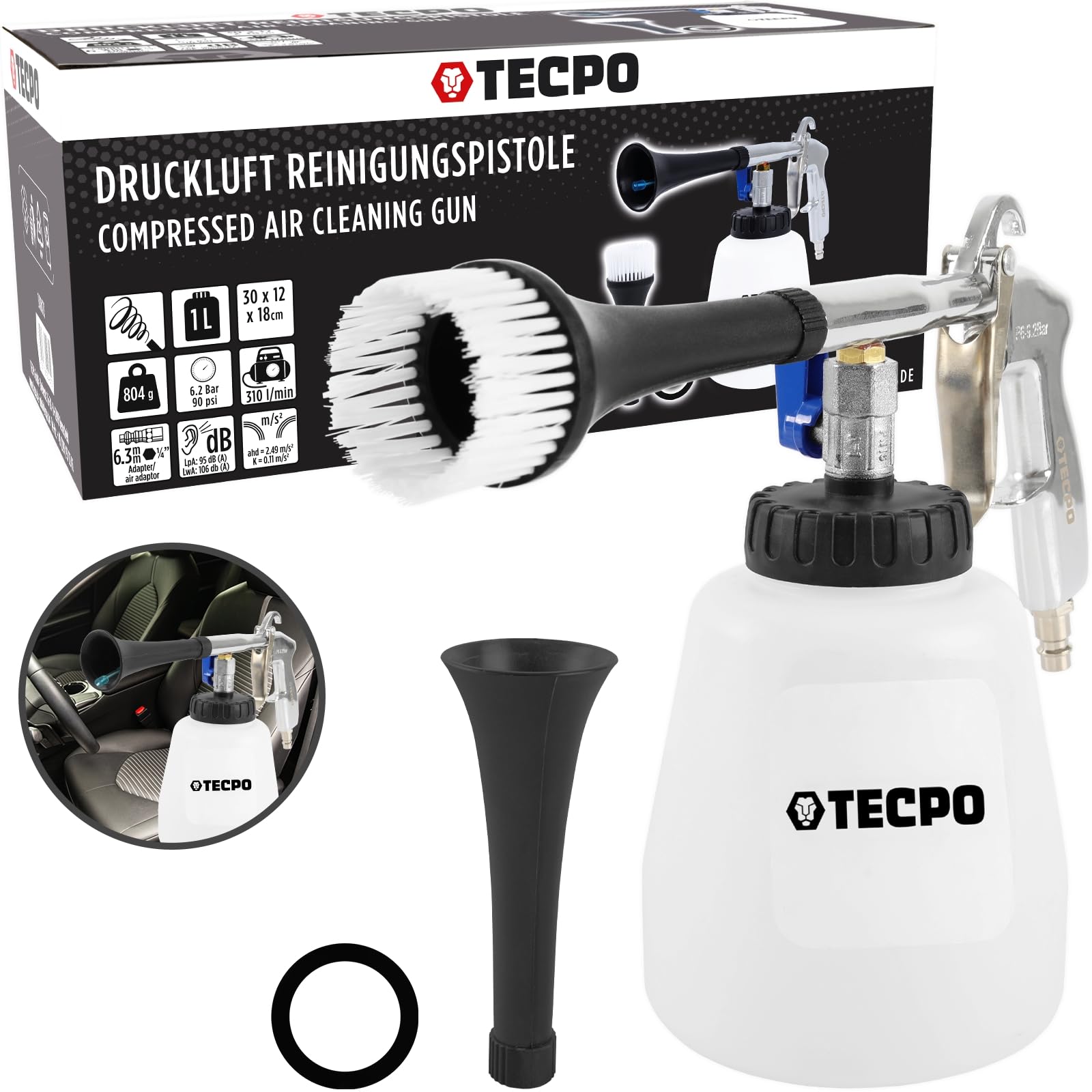 TECPO Druckluft Ausblaspistole Trocken- Reinigungspistole Luftpistole mit Tornado Effekt Air Blow Gun von TECPO