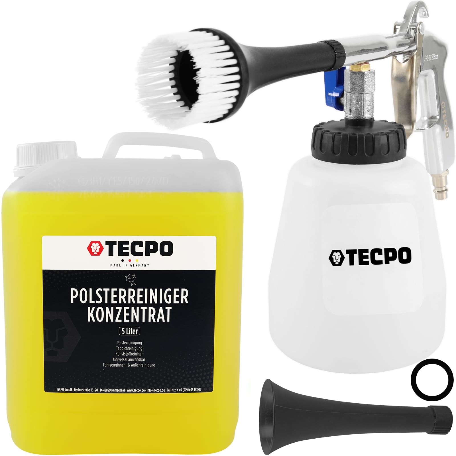 TECPO Druckluft Reinigungspistole mit Tornado-Effekt + Polsterreiniger, 5 Liter von TECPO