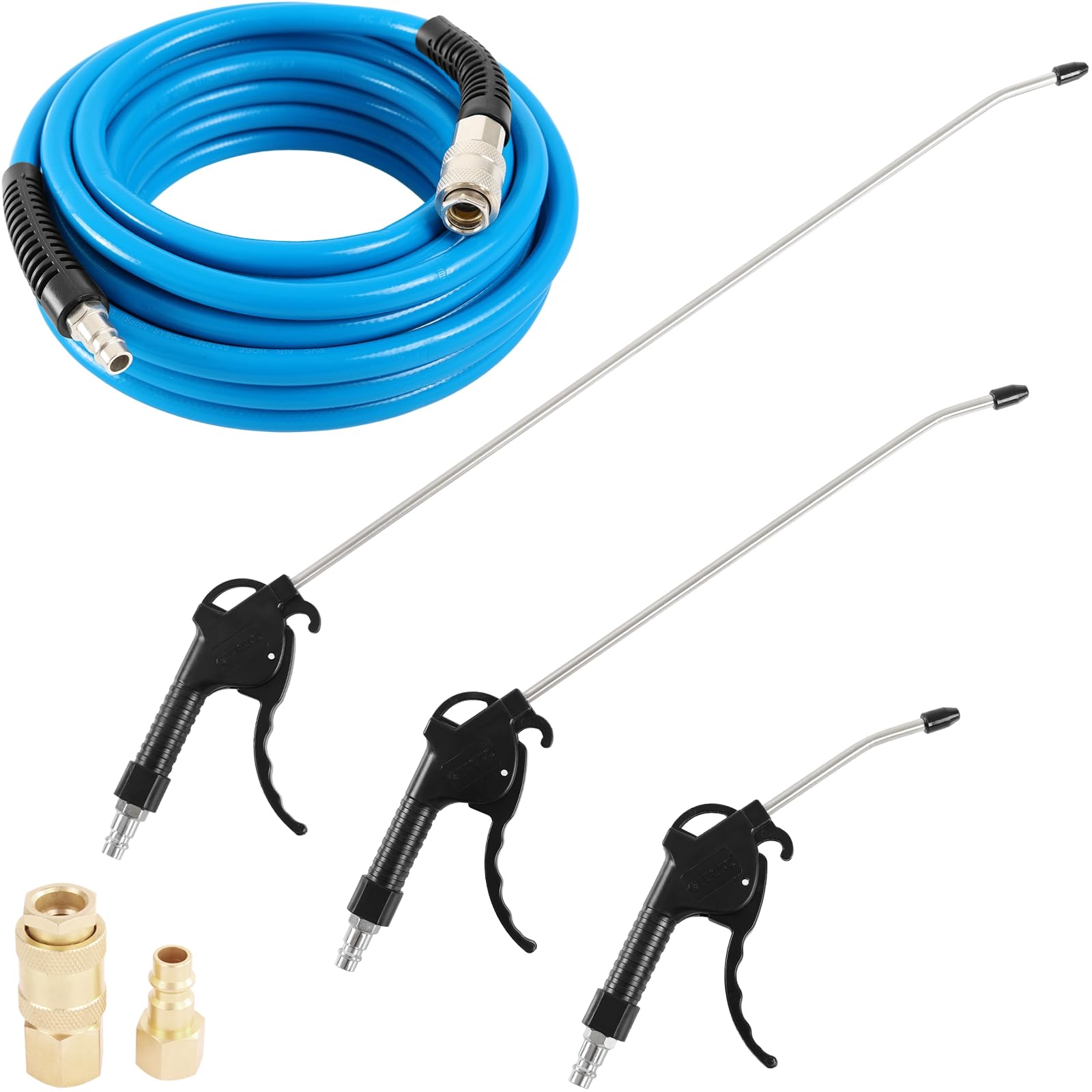 TECPO Druckluftschlauch 10m + 3X Druckluft Ausblaspistole Druckluftpistole + Adapter von TECPO