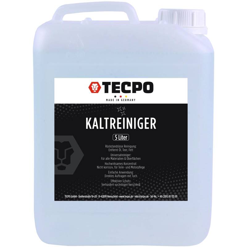 TECPO Kaltreiniger, 5 Liter Motorreiniger Motorraum Motorblock Boden-Wäsche Entfetter von TECPO