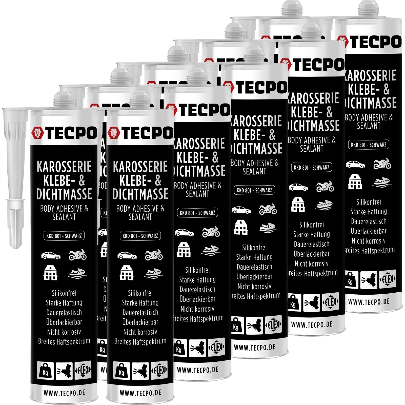 TECPO Karosseriekleber 10x370g Karosserie Kleber und Dichtmasse Klebstoff Dichtmittel silikonfrei dauerelastisch überlackierbar von TECPO