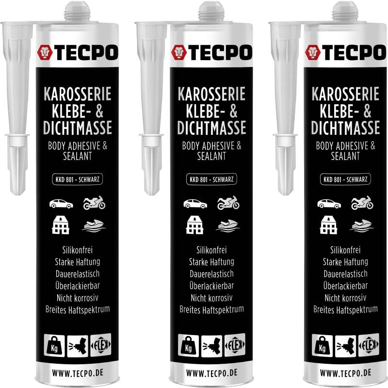 TECPO Karosseriekleber 3x370g Karosserie Kleber und Dichtmasse Klebstoff Dichtmittel silikonfrei dauerelastisch überlackierbar von TECPO