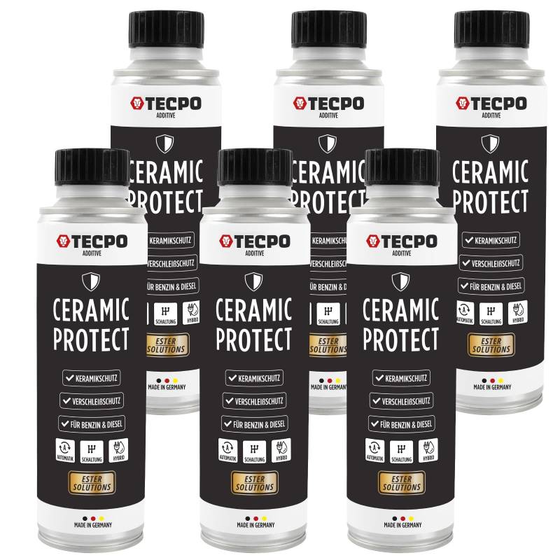 TECPO Keramikverschleißschutz, 6x 300ml - Öladditiv für Diesel- und Benzinmotoren Engine Keramik Protect Ester Öl von TECPO