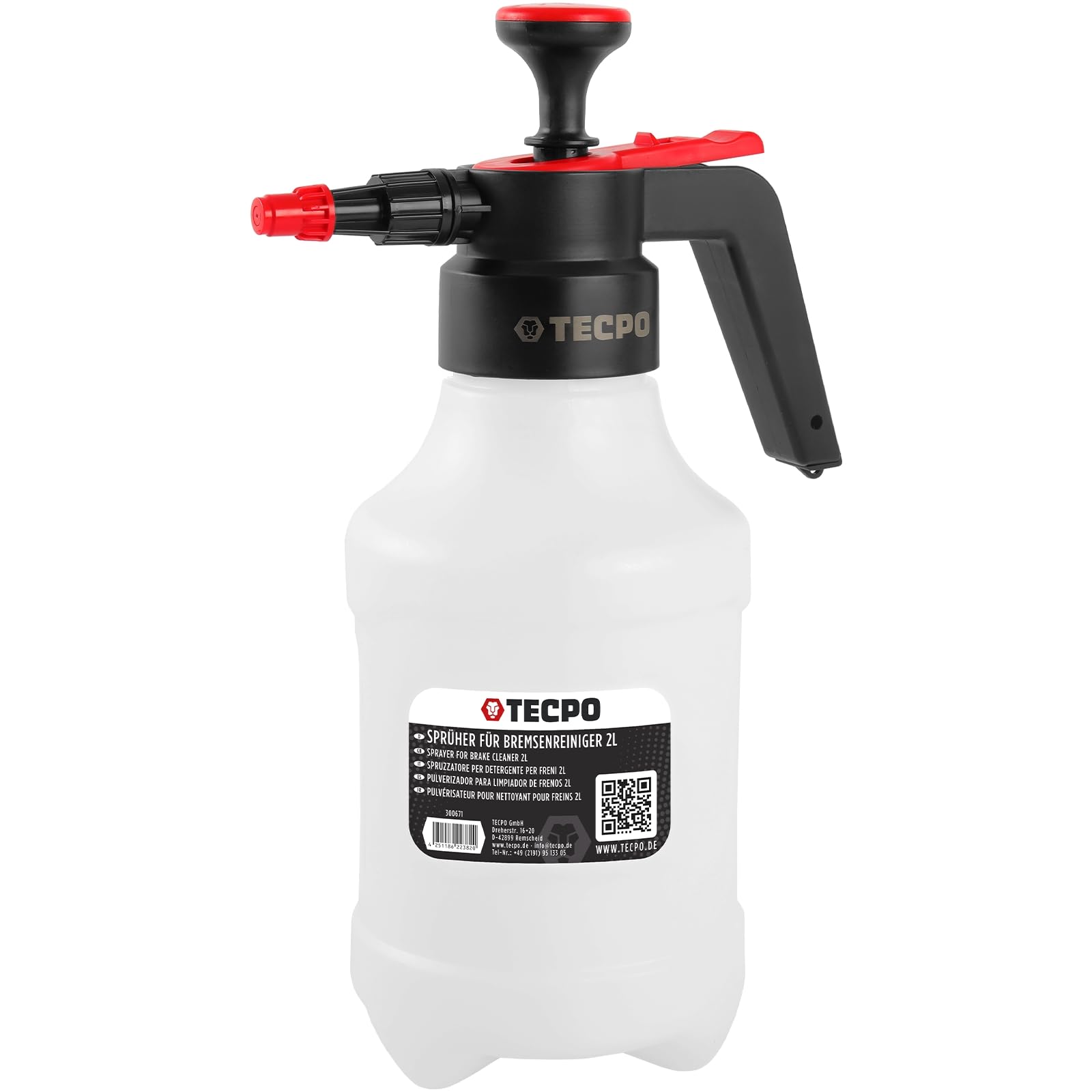 TECPO Pumpsprühflasche 2L Handsprüher Sprühflasche Handpumpe für Bremsenreiniger von TECPO