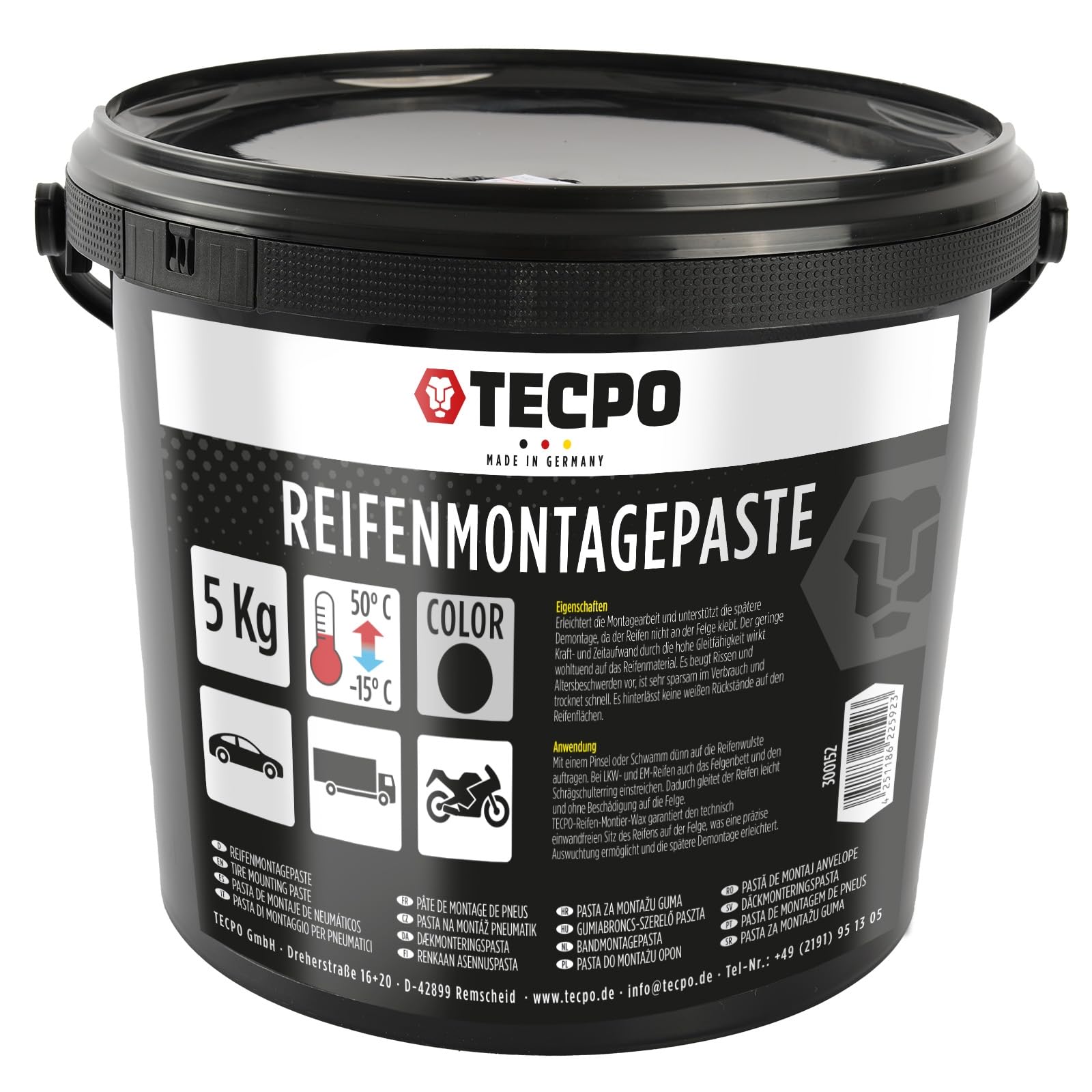 TECPO Reifemontagepaste 5 kg schwarz, Reifenmontierpaste Montagepaste Reifen, Reifenpaste, Reifenmontage Reifen Schmier- und Gleitmittel von TECPO