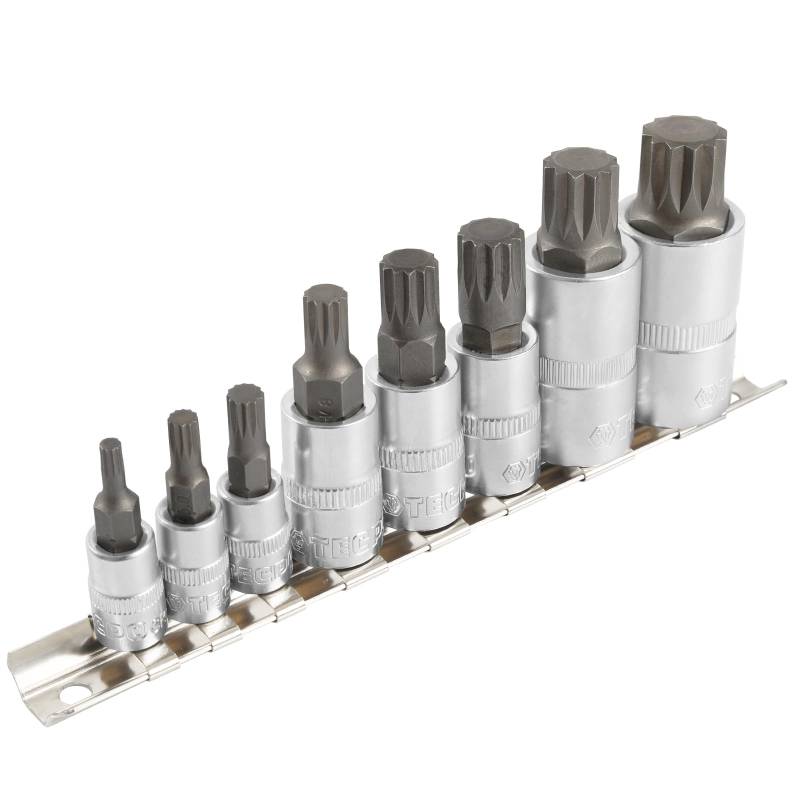 TECPO XZN Innen Vielzahn Steckschlüssel Satz M4 M5 M6 M8 M10 M12 M14 M16 Zwölfkant Stecknüsse Bit Nuss-Set 1/2" - 3/8" - 1/4" 8-TLG. von TECPO