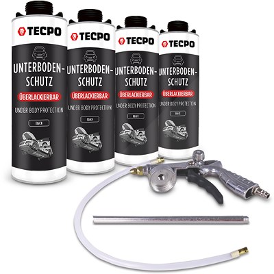 Tecpo 4x 1 L Unterbodenschutz Bitumen,ülb + Druckluft-Sprühpistole von TECPO