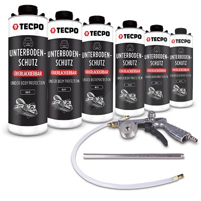 Tecpo 6x 1 L Unterbodenschutz Bitumen,ülb + Druckluft-Sprühpistole von TECPO