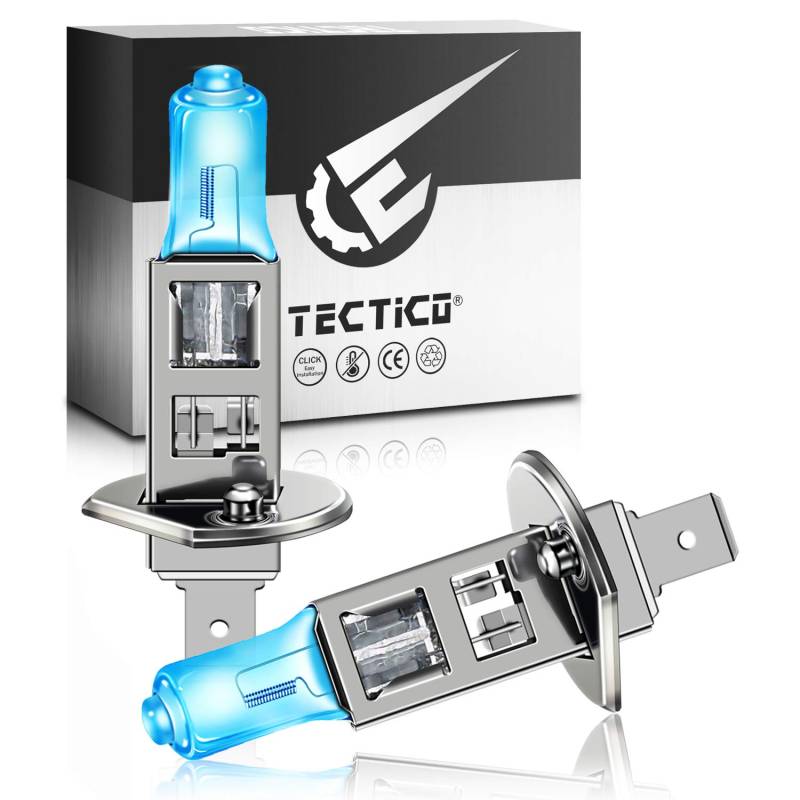 TECTICO H1 P14.5s Fernlicht Halogen Birne 12V 55W Warmweiß +130% Ultra Heller Abblendlicht Nebelscheinwerfer Auto Glühbirne Ersatz, 2 Stücke von TECTICO