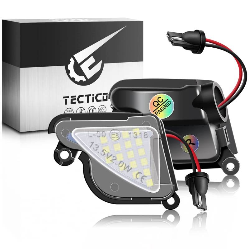 TECTICO LED Umfeldbeleuchtung Spiegel SMD 6000K Weiß Canbus Außenspiegelleuchten Kompatibel mit Skoda Octavia II (1Z), Superb III B8 2 B6, Scout,2 Stück von TECTICO