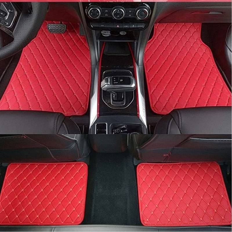 Fußmatten Leder Auto für Volkswagen VW Golf VII (GTI) 2016 2017 2018 2019 2020,Anti-Rutsch Bodenmatte Allwetter wasserdichte Teppiche Automatten,A/Red von TEDE