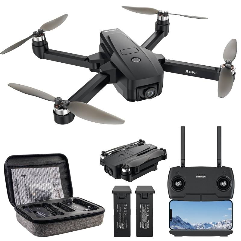 T18S GPS Drohne mit Kamera 4K für Erwachsene,TEEROK 5G Übertragung FPV Drohne 500m RC Quadcopter mit Automatische Rückkehr, Follow Me, Bürstenloser Motor, Gestensteuerung,2 Akkus von TEEROK