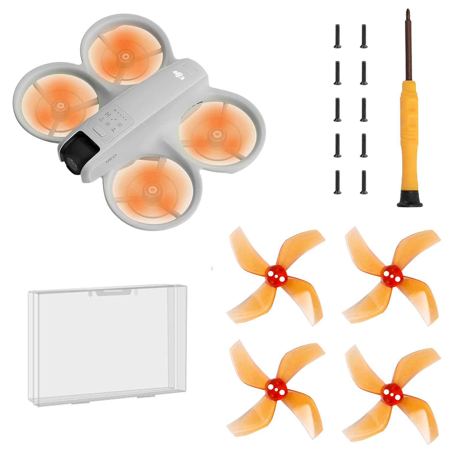 TEHAOUU Bunte Propeller für DJI Neo, geräuscharme Propeller, leicht, langlebig, Propeller-Flügelblätter für DJI Neo, Zubehör, schnelle Ersatzteile, 4 Stück (Orange) von TEHAOUU