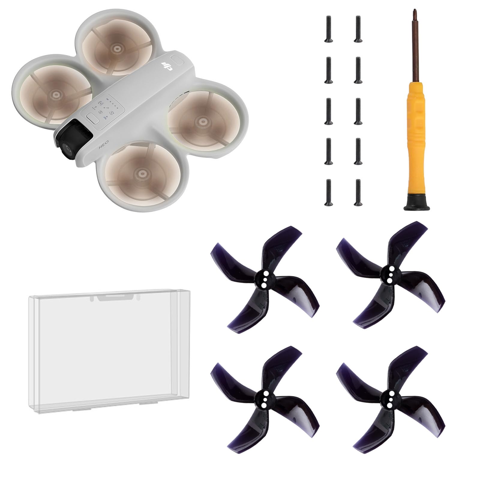 TEHAOUU Bunte Propeller für DJI Neo, geräuscharme Propeller, leicht, langlebig, Propeller-Flügelblätter für DJI Neo, Zubehör, schnelle Ersatzteile, 4 Stück (schwarz) von TEHAOUU