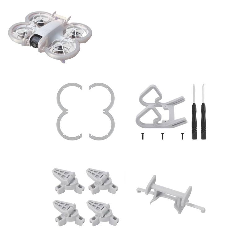 TEHAOUU Gimbal Stoßstangenschutz für DJI Neo Drohne Zubehör Erweiterungs-Kits (Bumper + Klappfuß + Empennage + Stoßstangen-Ring) Propellerschutz Gimbal schützende Anti-Kollisionsabdeckung (Grau) von TEHAOUU