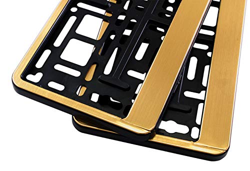 Kennzeichenhalter GOLD HP passend für deutsche EU standard Kennezichen 520 x 110 mm, 2 Stück NEU von TEILE-24.EU Malinowski