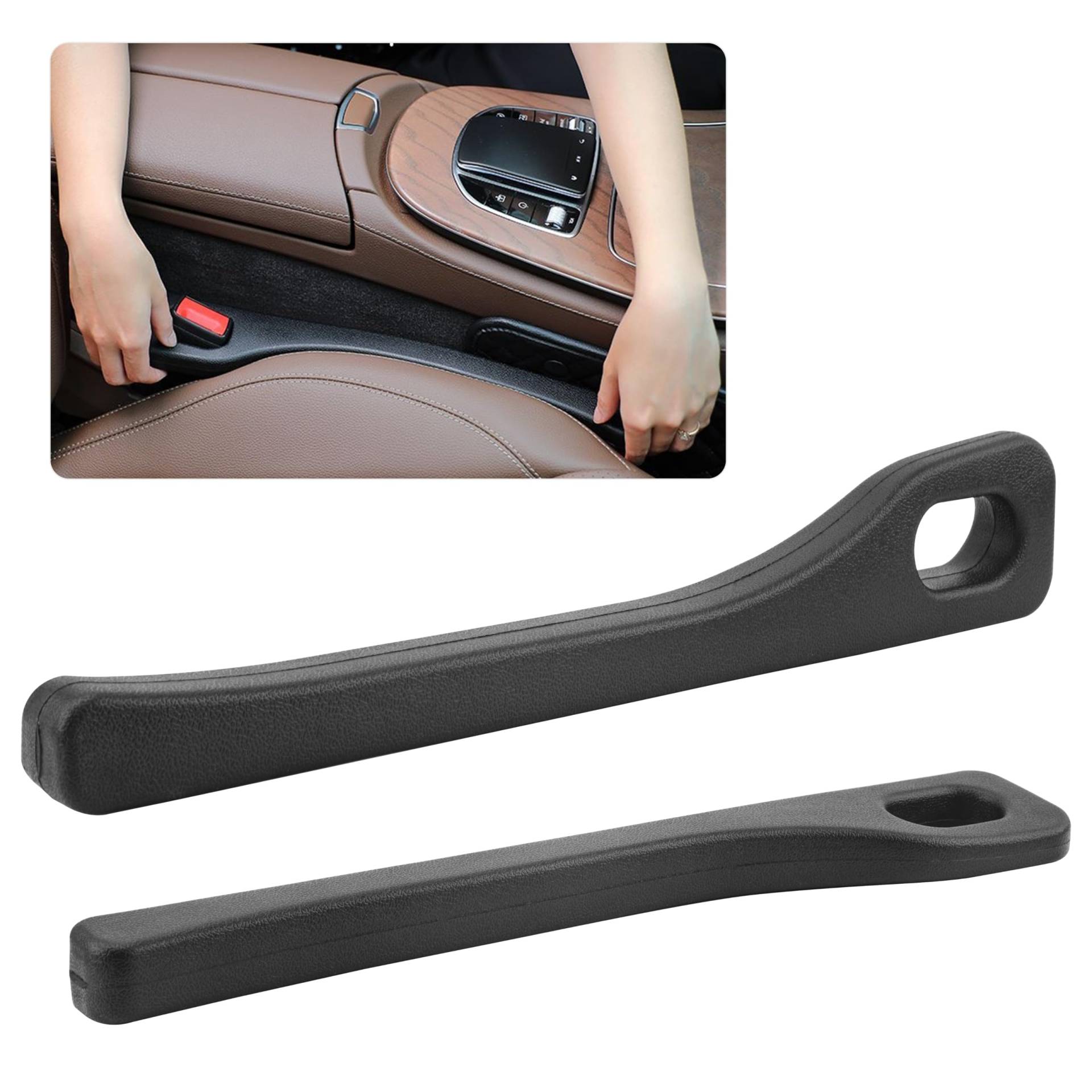 2 Stück Sitzlückenfüller Autositz Lückenfüller Schwarz Seat Gap Plug Car Seat Accessories Seat Gap Filler für Pkw Lkw Transporter Geländewagen von TEKONDA