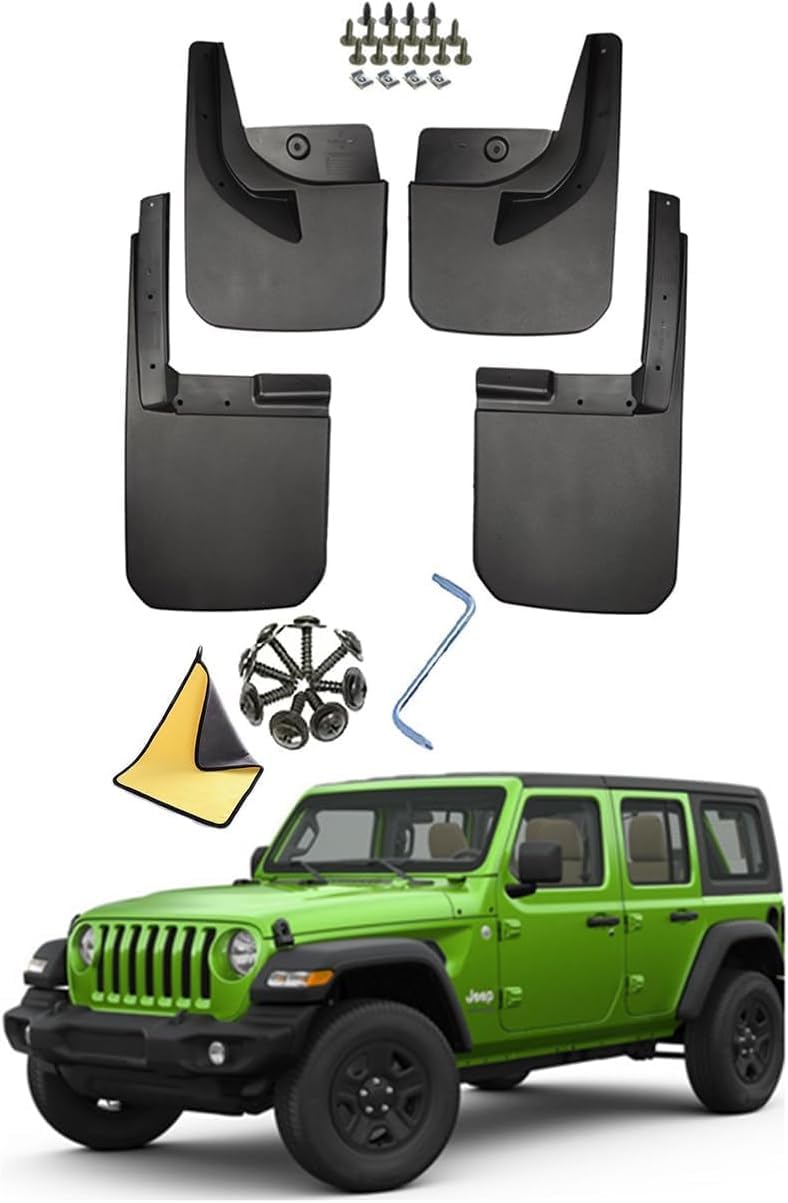 4 Stück Auto Schmutzfänger für Jeep Wrangler JL JK 2019-2023, Auto Vorne und Hinten Spritzschutz Schmutzfänger Klappe Spritzwassergeschützt Wasserdicht Schützt von TELOX