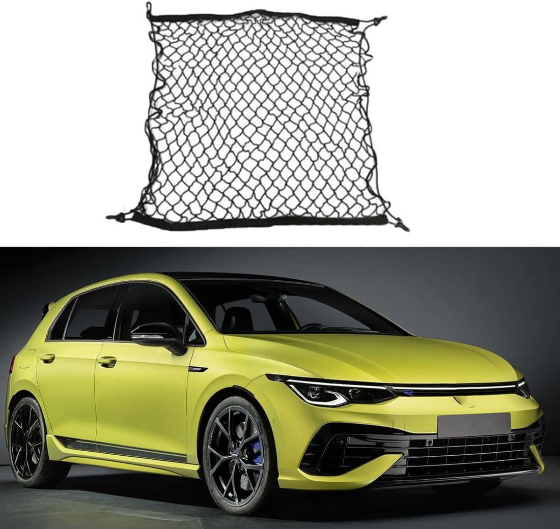 Auto Kofferraum Gepäcknetz für VW Golf 8 Mk8 GTE GTD R 333 R Line 2022 2023, Super Elastisch Kofferraum Gepäck Organizer Netz Nylon Netztasche von IUSOT