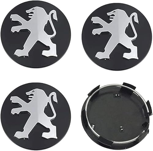 4 Stück Auto Radnabenkappen für Peugeot 5008 Alufelgen ABS mit Logo Nabendeckel Radnabenabdeckung Felgendeckel Reifen Felgen Zubehör Ersatzzubehör,60MM,Black von TEMKIN