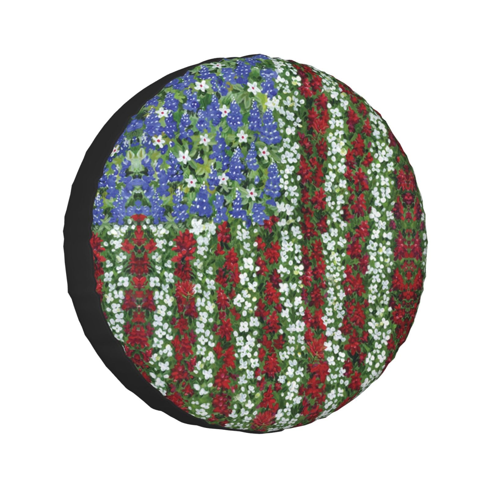 Amerika Patriotic Flower Printed Universal Reserveradabdeckung Radschoner sind erhältlich für 60–83 cm Reifen von TEMKIN