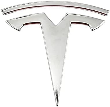 Auto Emblem für Tesla Model S 2016-2023,3D Metall Chrom Logo Emblem Badge Aufkleber original Ersatzteil Verschleißteile Kühlergrill Emblem Car Styling,Silver von TEMKIN