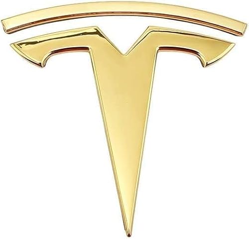 Auto Emblem für Tesla Model X 2015-2023,3D Metall Chrom Logo Emblem Badge Aufkleber original Ersatzteil Verschleißteile Kühlergrill Emblem Car Styling,Gold von TEMKIN