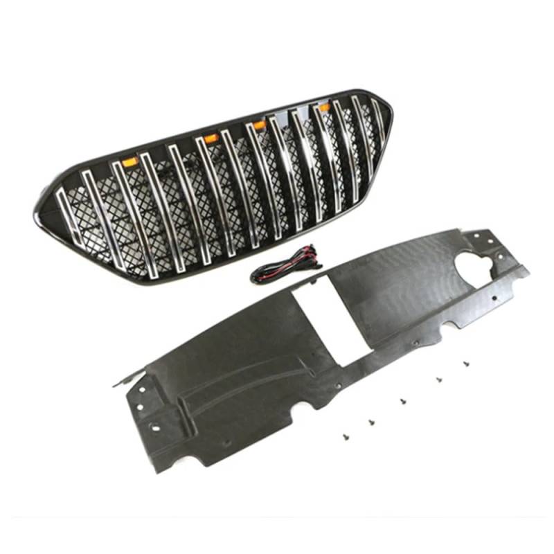 Auto Front Kühlergrille für Hyundai IX35 2010-2013 Frontstoßstange Radiator Kühlergrille Auto Styling Zubehör,Chrome With Lights von TEMKIN