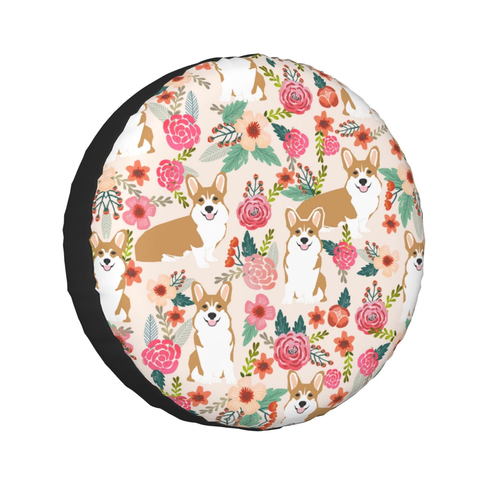 Corgi Floral Flowers Printed Universal Reserveradabdeckung Radschoner sind erhältlich für 60-83 cm Reifen von TEMKIN