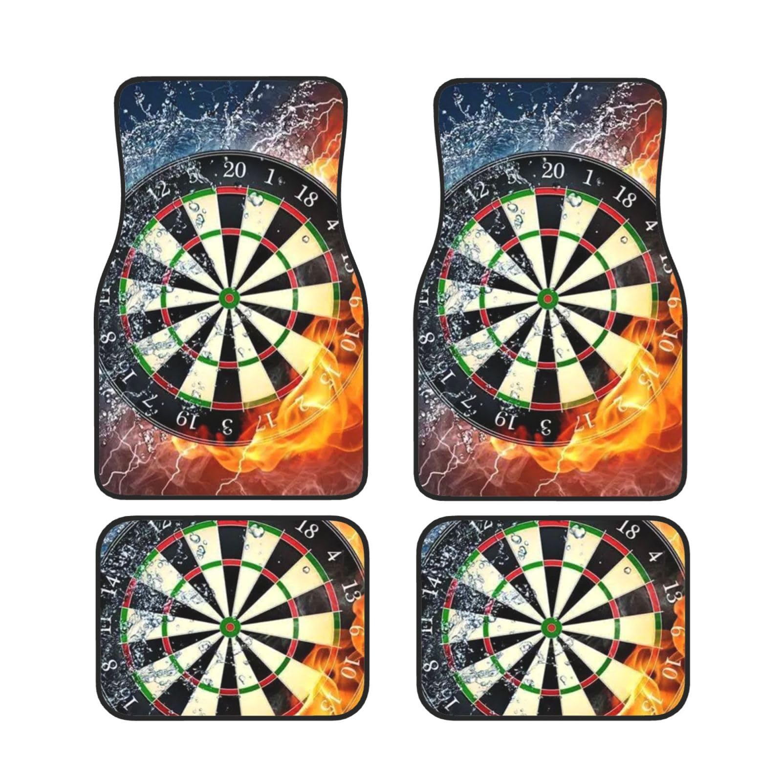 Dart Board Auto Fußmatten Set von 4, Mode Gedruckt Neopren Auto Fußmatten Full Set für die meisten Auto LKW Vans SUV von TEMKIN