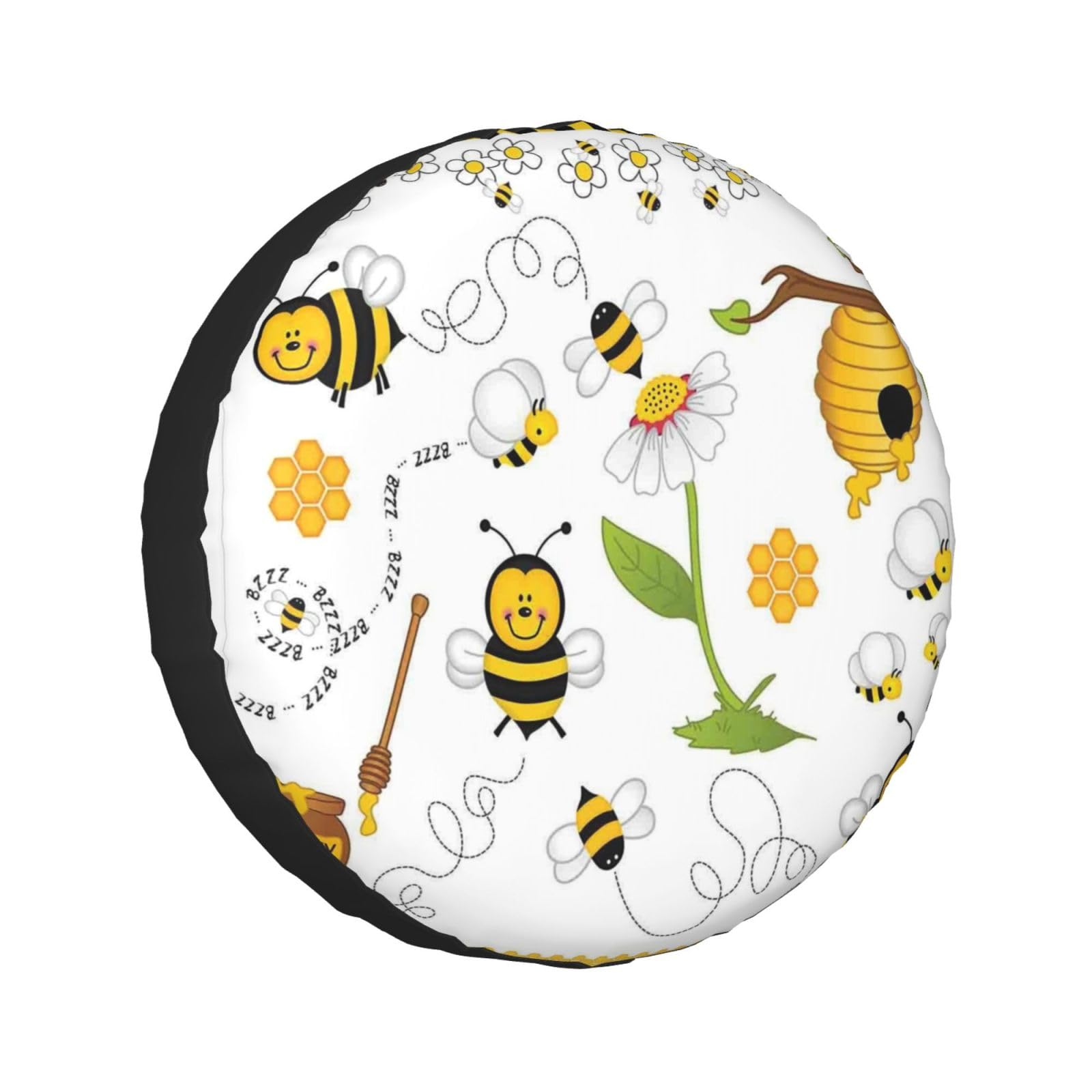 Flying Bees Daisy Honey Printed Universal Reserveradabdeckung Radschoner sind erhältlich für 60-83 cm Reifen von TEMKIN