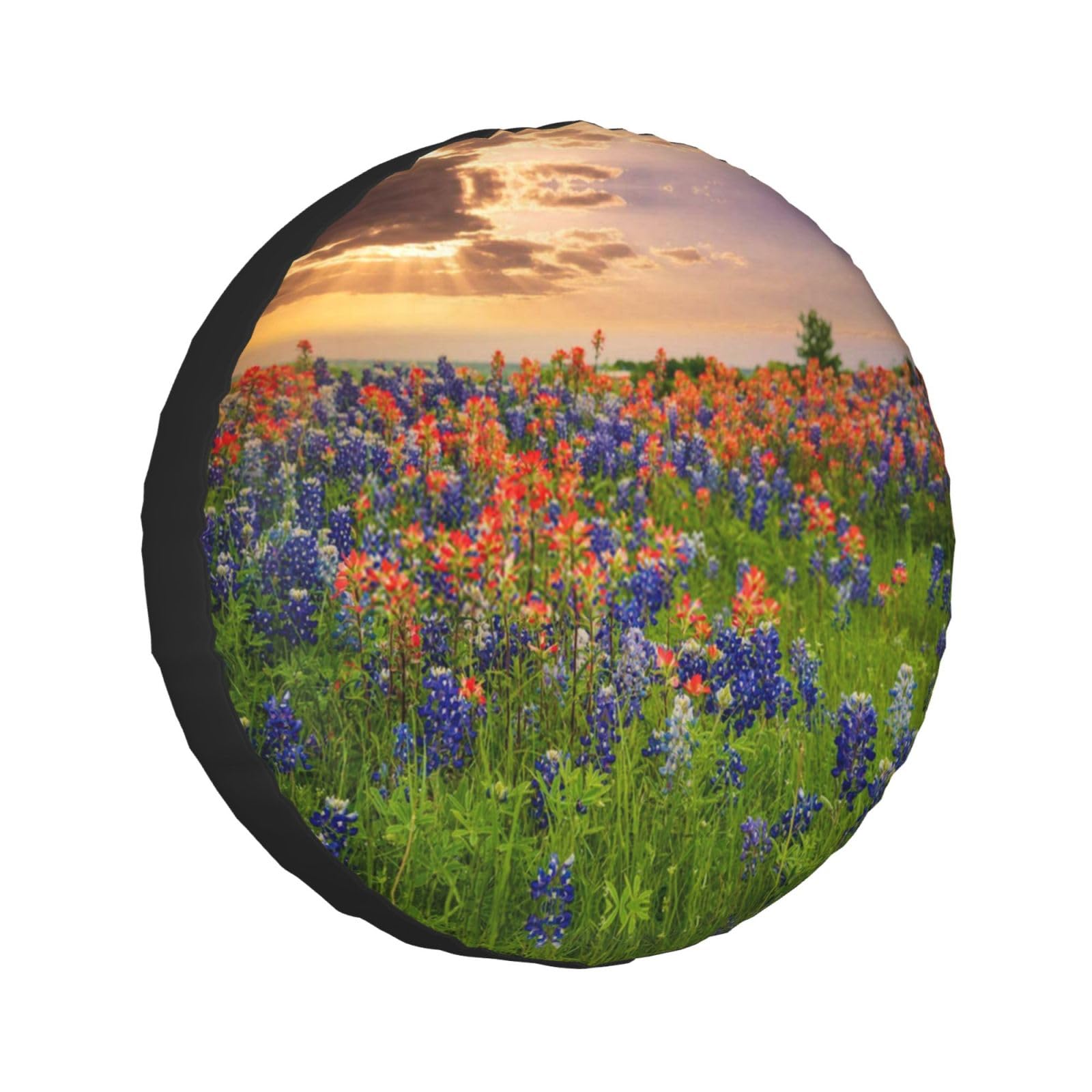 Texas Bluebonnets Scenery bedruckte Universal-Ersatzreifenabdeckung Radschoner sind erhältlich für 60–83 cm große Reifen von TEMKIN