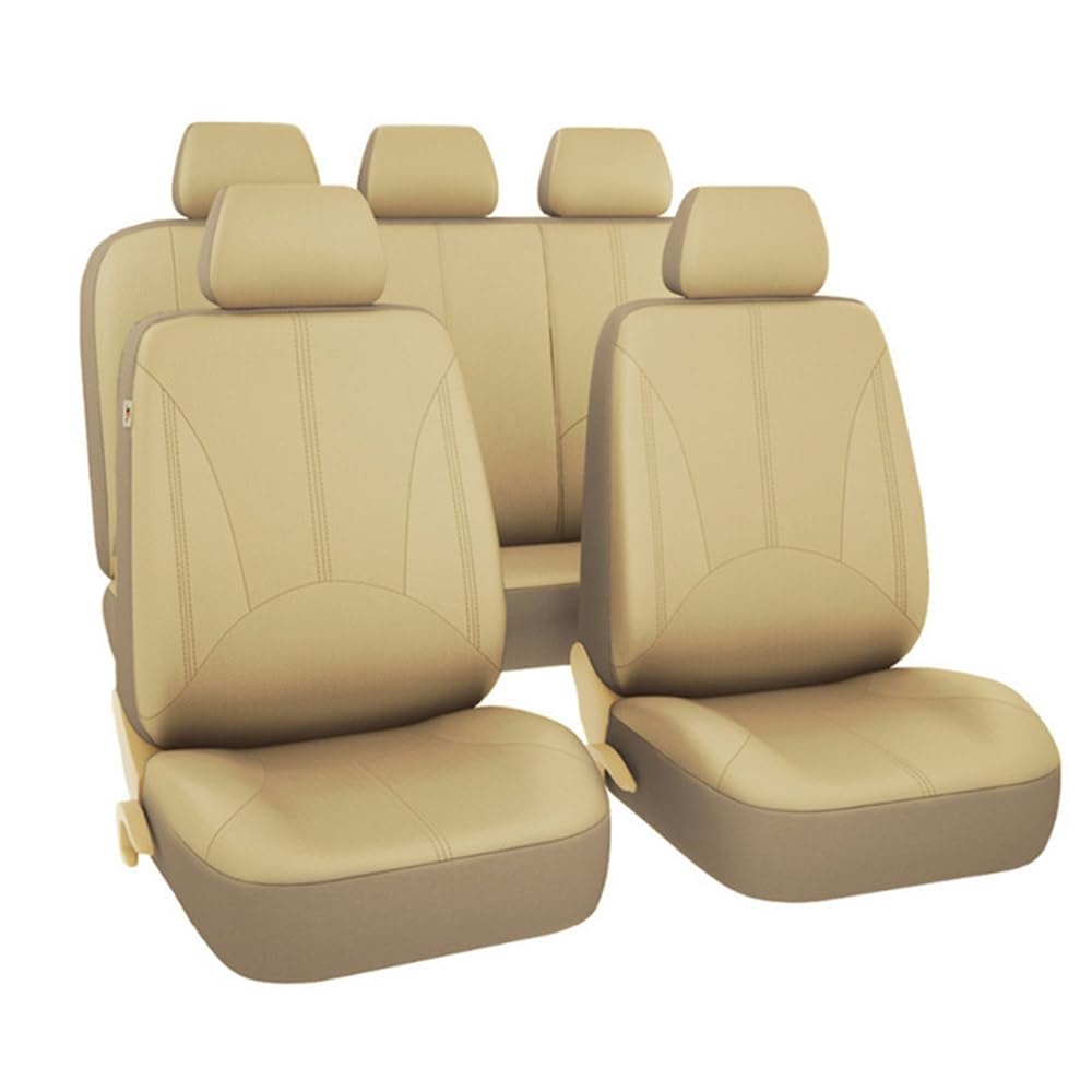 Universelle Autositzbezüge für Mercedes Benz C Klasse Sedan W206 W205 W204 W203 W202 CL203 Sedan Saloon 5-Seats, Hautfreundliche Textur Vier Jahreszeiten Antifouling Sitzbezug,Beige von TEMKIN