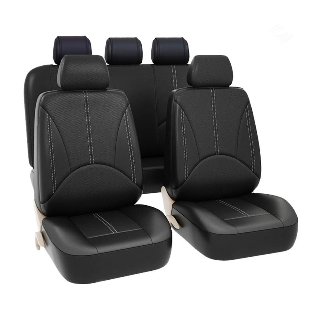 Universelle Autositzbezüge für Volkswagen VW Touran II I (Type 5T 1T GP2) 5-Seats, Hautfreundliche Textur Vier Jahreszeiten Antifouling Sitzbezug,Black von TEMKIN