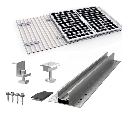 Befestigung Solarmodul für Solar Panel, Befestigungsschiene Solarmodul halterung flachdach, Universal Profil 400mm Trapezblech für Solar Photovoltaik PV Mittelklemmen 30mm von TEOV