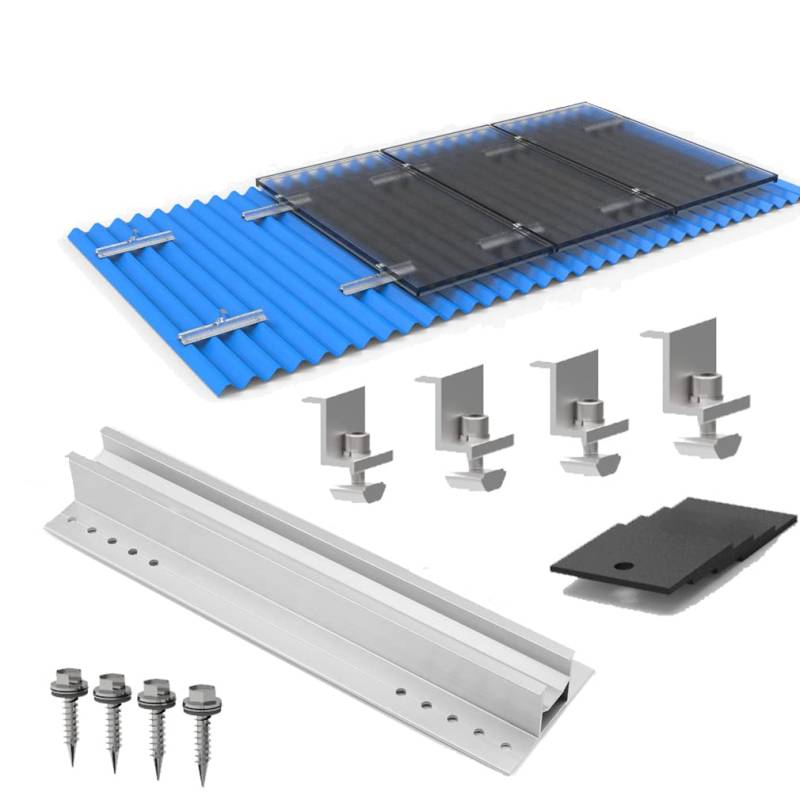 Solarmodul Alu Halterung Befestigungssystem Trapezblech PV Befestigungsschiene Schiene Endklemme 30mm, Befestigungs-Set für 1 x Solarmodul von TEOV