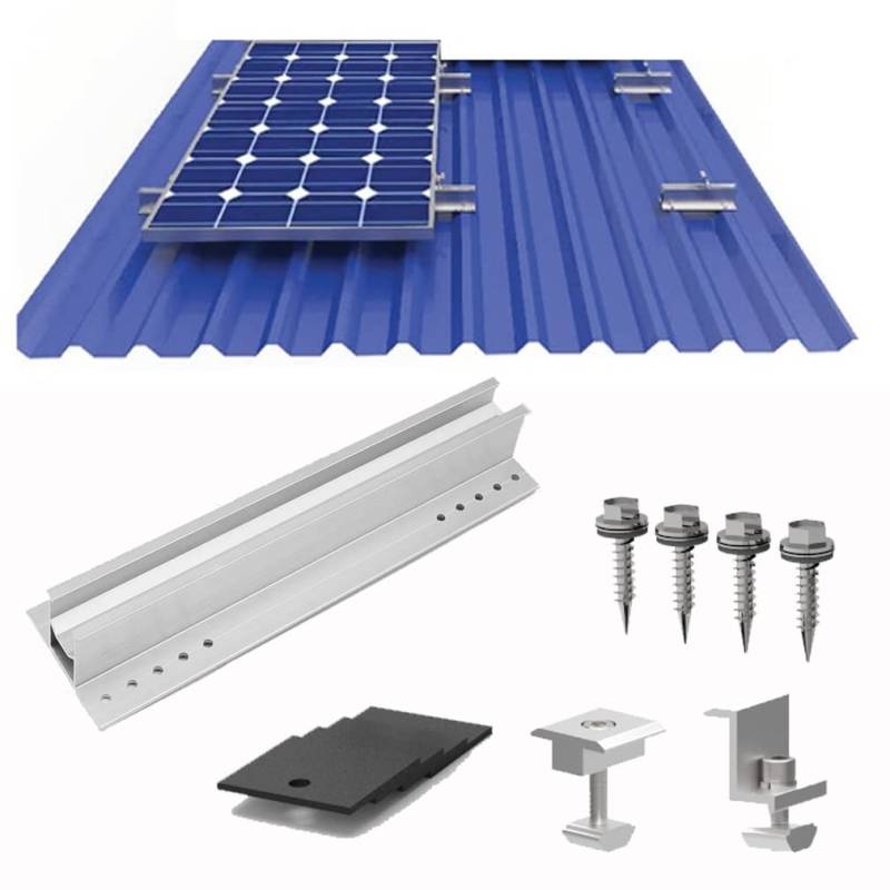 Solarmodul Halterung, Solarpanel Alu Befestigungssystem Trapezblech Photovoltaik Befestigungsschiene, Profil Verbinder für Solar Photovoltaik PV, Befestigungs-Set 2 x Solarmodul 30 35mm Dicke von TEOV