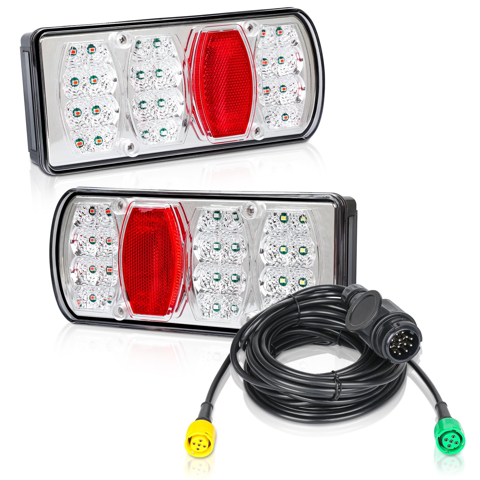 TEOV 12V LED Anhänger Rücklicht Set, E-Geprüfte 13-Pin Stecker Rücklicht Anhängerbeleuchtung, mit 5M Kabel, für Anhänger Wohnmobile Transporter von TEOV