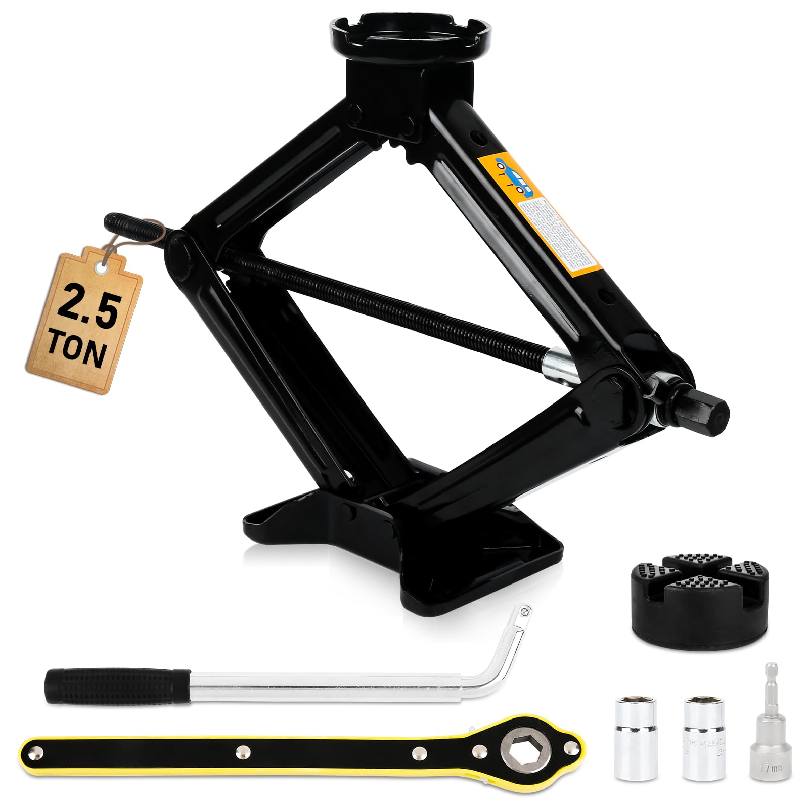 TEOV Wagenheber Kit 2,5 Tonnen (2500.2 kg), Universal Scherenwagenheber, maximale Höhe bis zu 43 cm, tragbares Wagenheber-Set für Auto, SUV, MPV und andere Fahrzeuge von TEOV