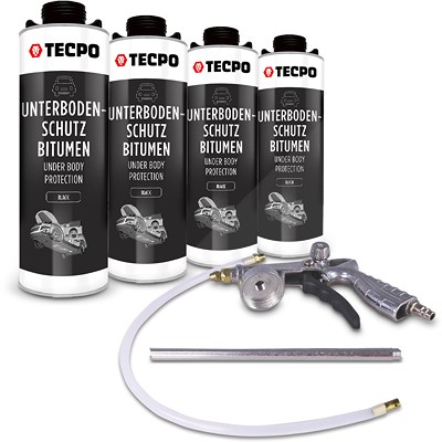 Tepco 4x 1 L Unterbodenschutz Bitumen, schwarz + Druckluft-Sprühpistole von TEPCO