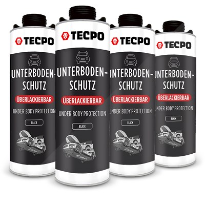 Tecpo 4x 1 L Unterbodenschutz Bitumen, überlackierbar, schwarz von TECPO