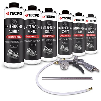 Tepco 6x 1 L Unterbodenschutz Bitumen,ülb + Druckluft-Sprühpistole von TEPCO