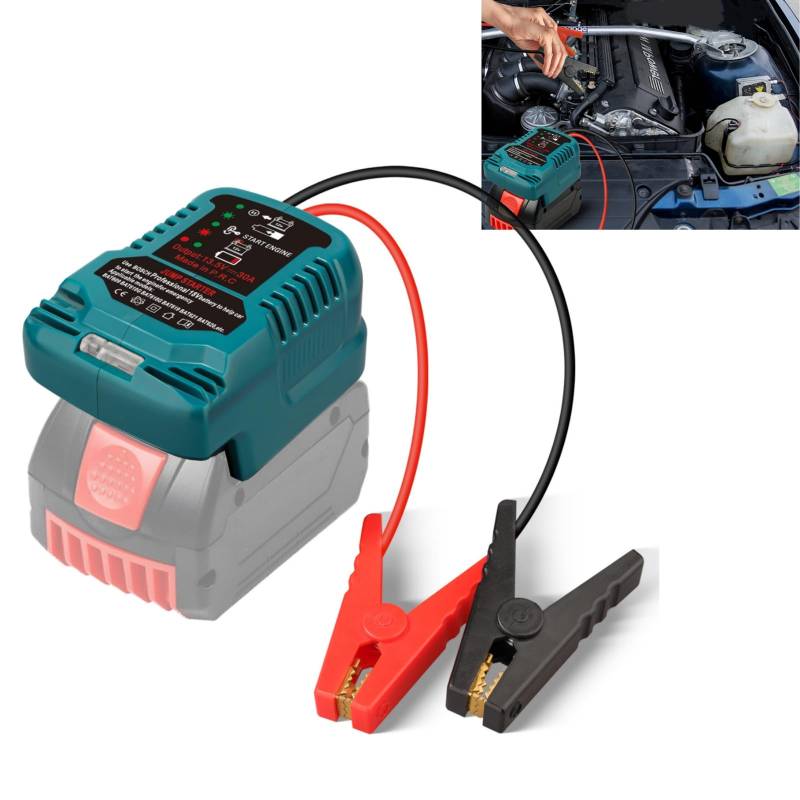 Auto-Starthilfe-Adapter für Bosch GBA 18V-Batterie, TEPULAS Autobatterie-Booster mit 11AWG-Kabel, 12V-Auto-Starthilfe für Motoren bis zu 3,5L Benzin oder 6,5L Diesel von TEPULAS