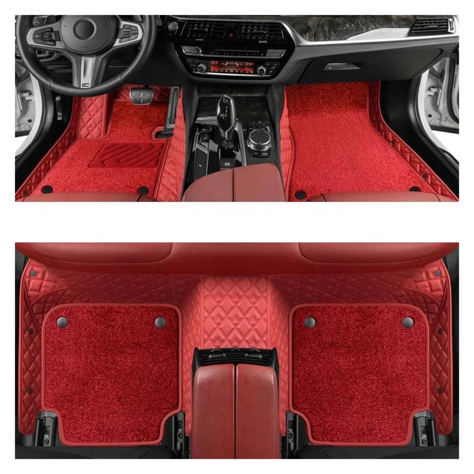 Fußmatten Luxus-Fußmatten für Infiniti Q50 2014 2015, Auto-Matten-Zubehör, Innenraum-Ersatzteile, komplettes Set Allwetterfußmatten(Rot) von TERCAN