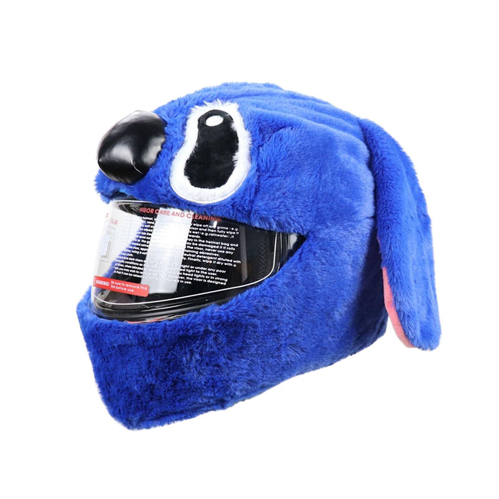 Motorradhelm Cover Männer Frauen, Motorradhelm Überzug Plüsch, Cartoon Plush Motorcycle Helmet Cover, Interessanter Motorradhelm, Blau (Helm Nicht Im Lieferumfang Enthalten) von TERJBG