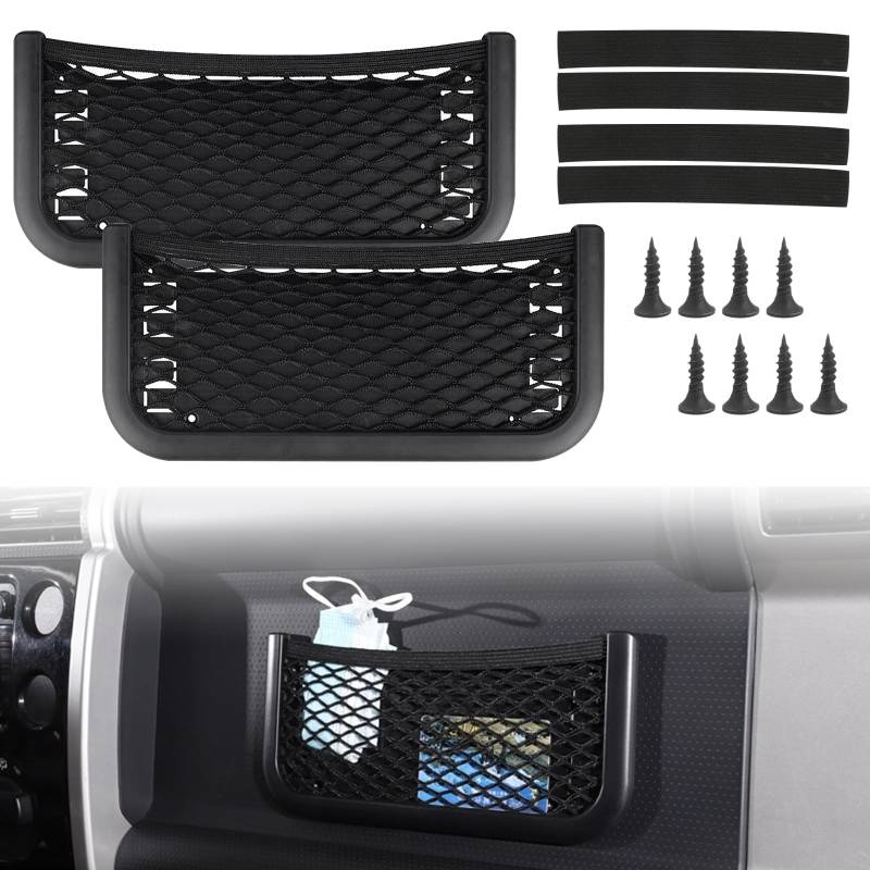 Auto Aufbewahrungsnetz, 2 Stück Selbstklebendes Netztasche Auto, Auto-Aufbewahrungsnetz Gepäcknetz, Kofferraum Netztasche, Elastisch Ablagenetz mit Gummiband und Schraube,für Wohnmobil, Boote, Zuhause von TESSTSY