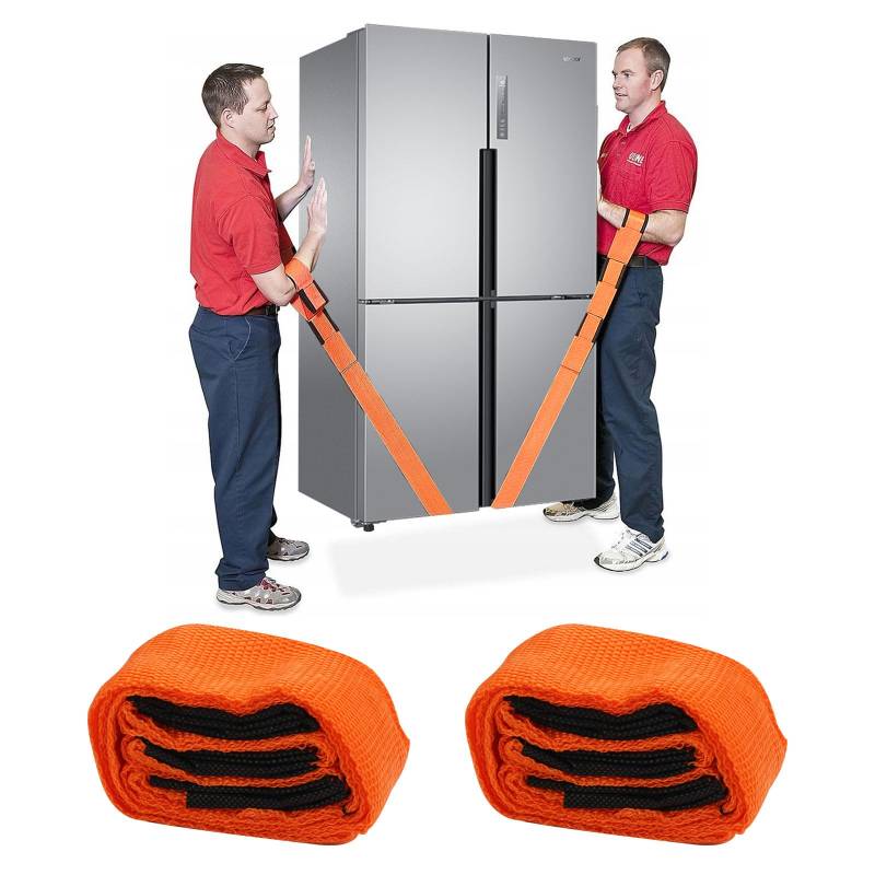 TESSTSY Tragegurte Umzug Kit, Möbeltragegurte, 2 Personen Möbel Tragegurt, Transportgurt Hebegurt Set für Bewegen von Möbeln, Haushaltsgeräten, Matratzen Usw, Tragfähigkeit 380 kg (Orange) von TESSTSY