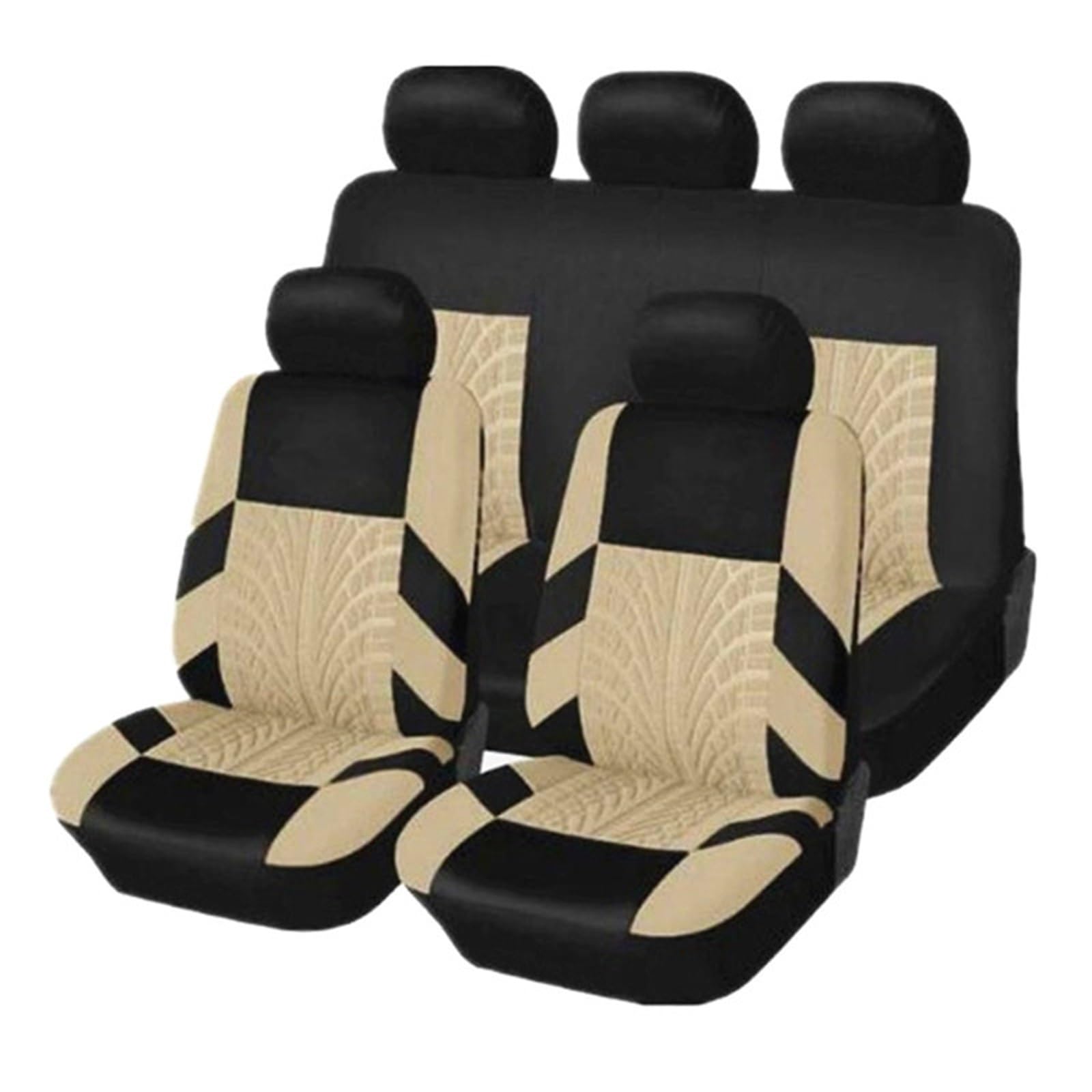 Auto-Schonbezüge Autositzbezüge Komplettes Set Stoff Universelle Passform Für Den Automobilbereich Low Back Frontairbag Kompatibel Geteilte Sitzbank Rücksitz Waschbar Sitzbezüge Auto(5Seats-Beige) von TETARI