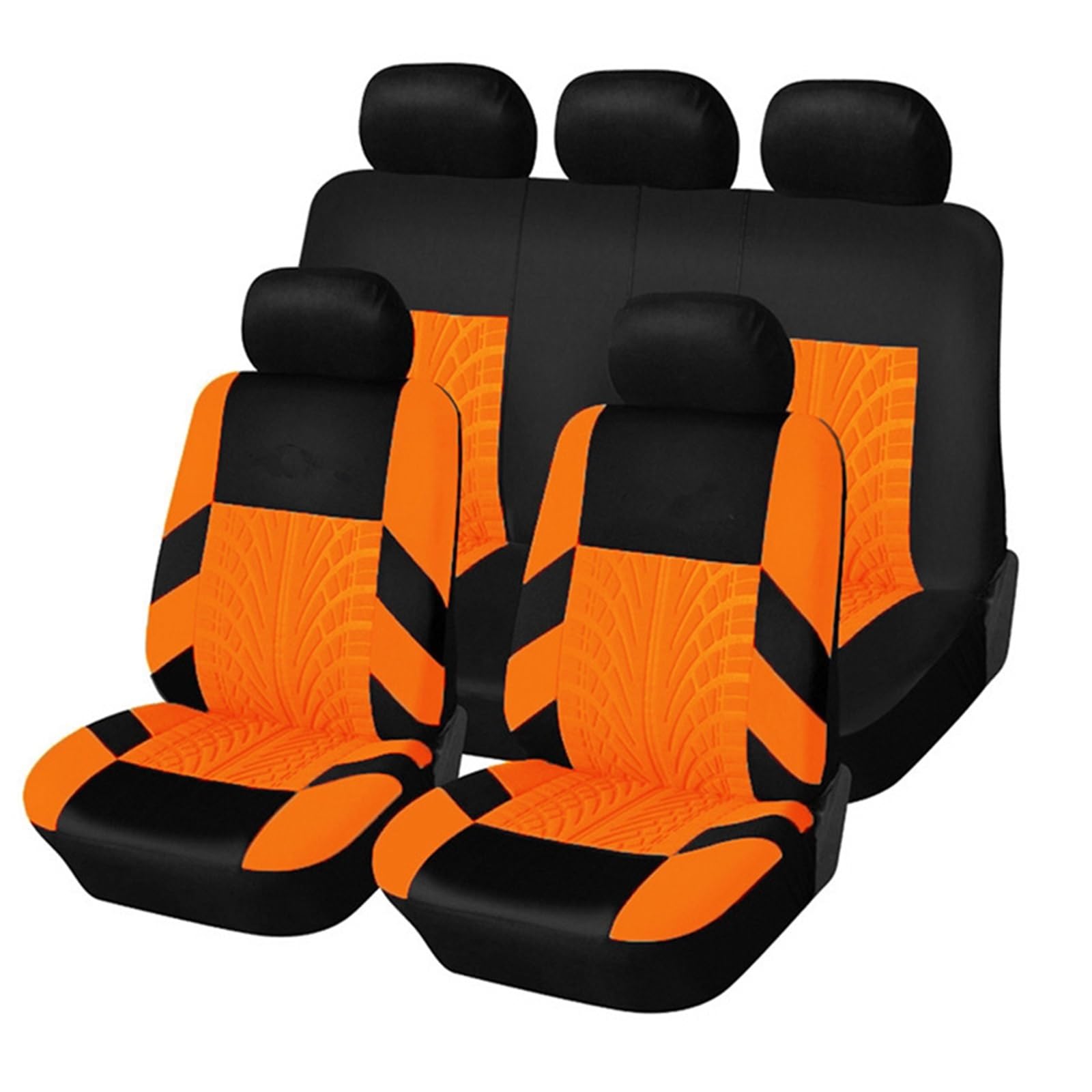 Auto-Schonbezüge Autositzbezüge Komplettes Set Stoff Universelle Passform Für Den Automobilbereich Low Back Frontairbag Kompatibel Geteilte Sitzbank Rücksitz Waschbar Sitzbezüge Auto(5Seats-Orange) von TETARI