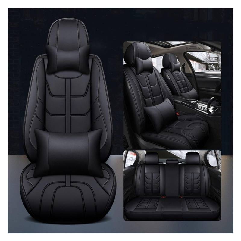 Auto-Schonbezüge Für Toyota Für Corolla Für Camry Für Rav4 Für Auris Für Prius Für Yalis Für Avensis 5 Sitze Auto Leder Sitzbezug Sitzbezüge Auto(All Black Pillow) von TETARI